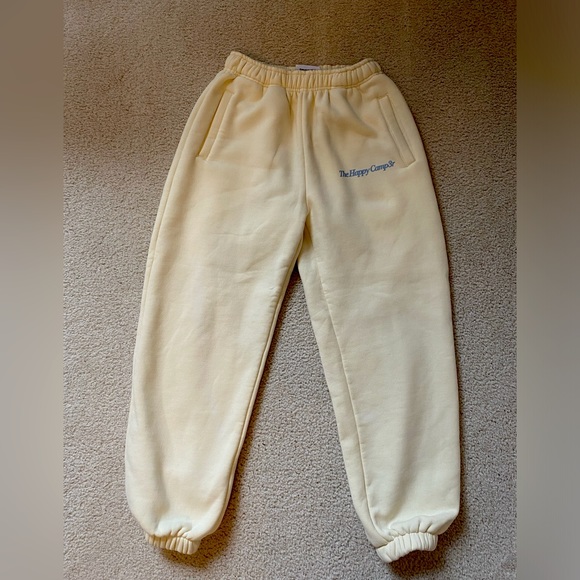 Happy Camp3r SMALL Cream sweatpants with sky blue logo - Picture 1 of 3